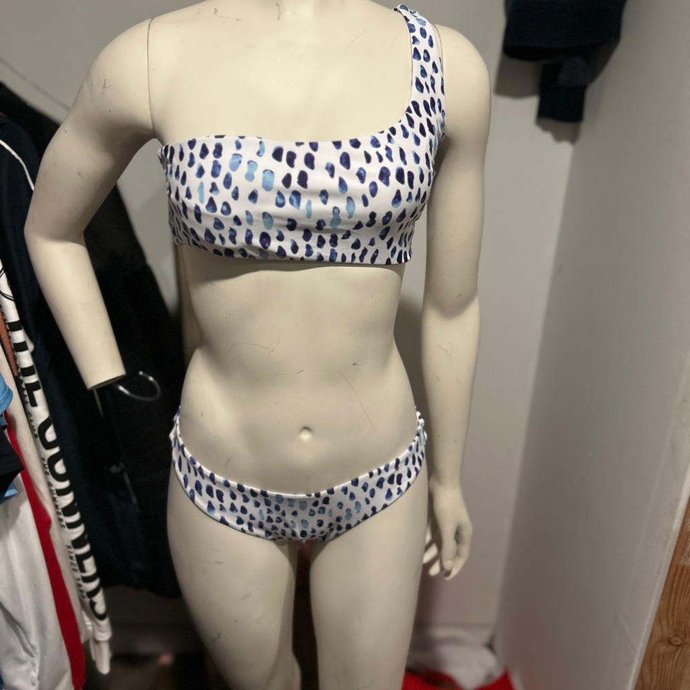 Blue and white spotted bikini